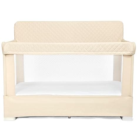 Baby Delight Lunaire Full Size Crib | Breathable Mesh Baby Crib | Tool-Free Assembly Baby Bed | 100% GOTS Certified Organic Cotton Fabric | Organic Oat