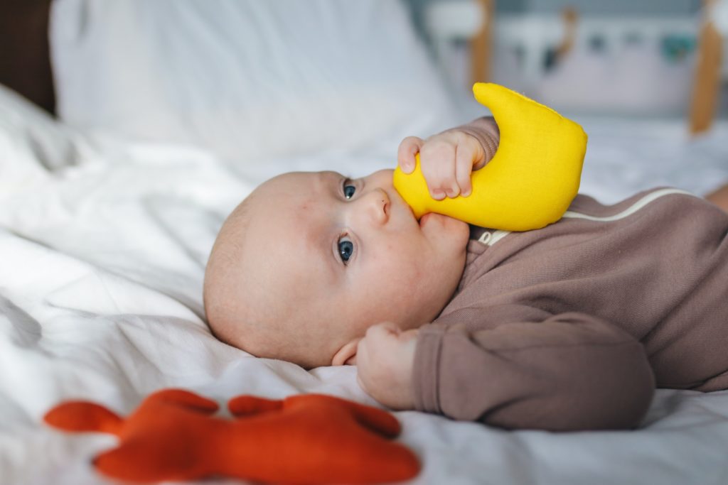 A newborn with a a toy, Stimulating Environment for Newborns